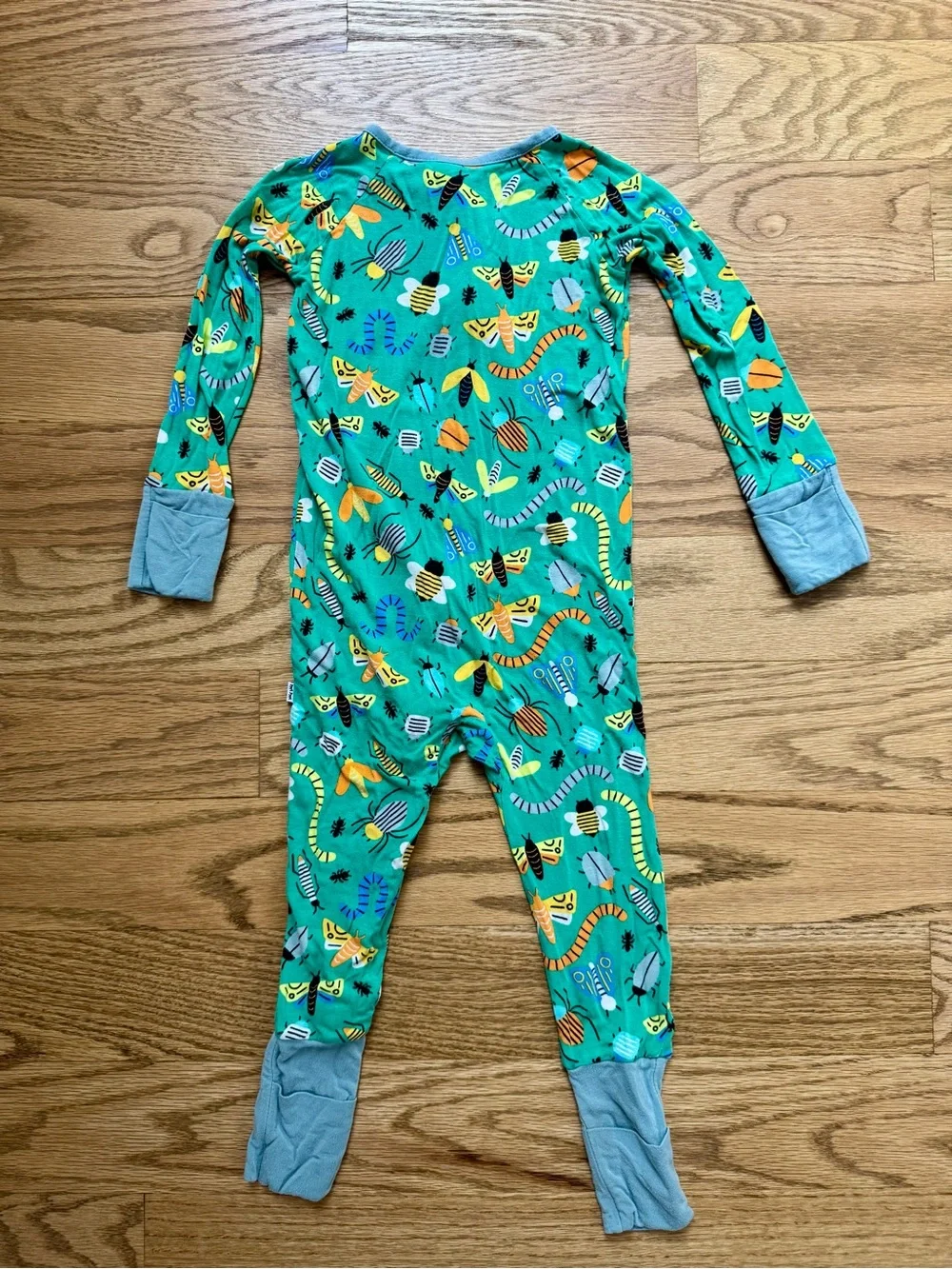 Little Sleepies bamboo green bugs Zip Footed Pajamas - Picture 3 of 3